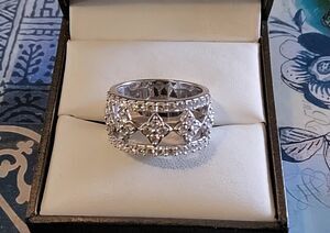 Gorgeous New 1.15 Ct. Genuine Diamond Art Deco Wide Band Ring Sz 8